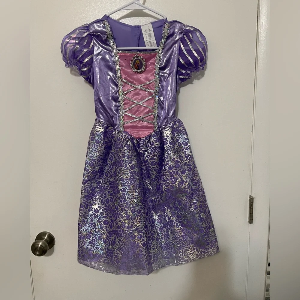 Disney princess Rapunzle purple pink Floral shimmer Costume dress, girls 4-6X